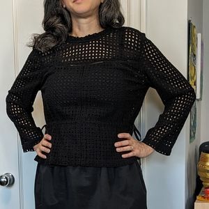 NWT J. Crew Embroidered black shirt Sz 8